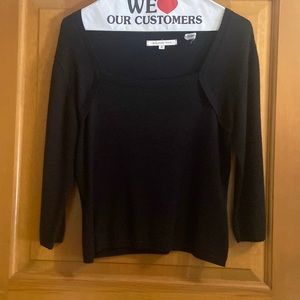 Black Ballinger-Gold 3/4 arm sweater 20” in length size S. EUC.